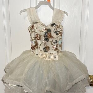 Weissman Cream and Gold Kids Dance Costume